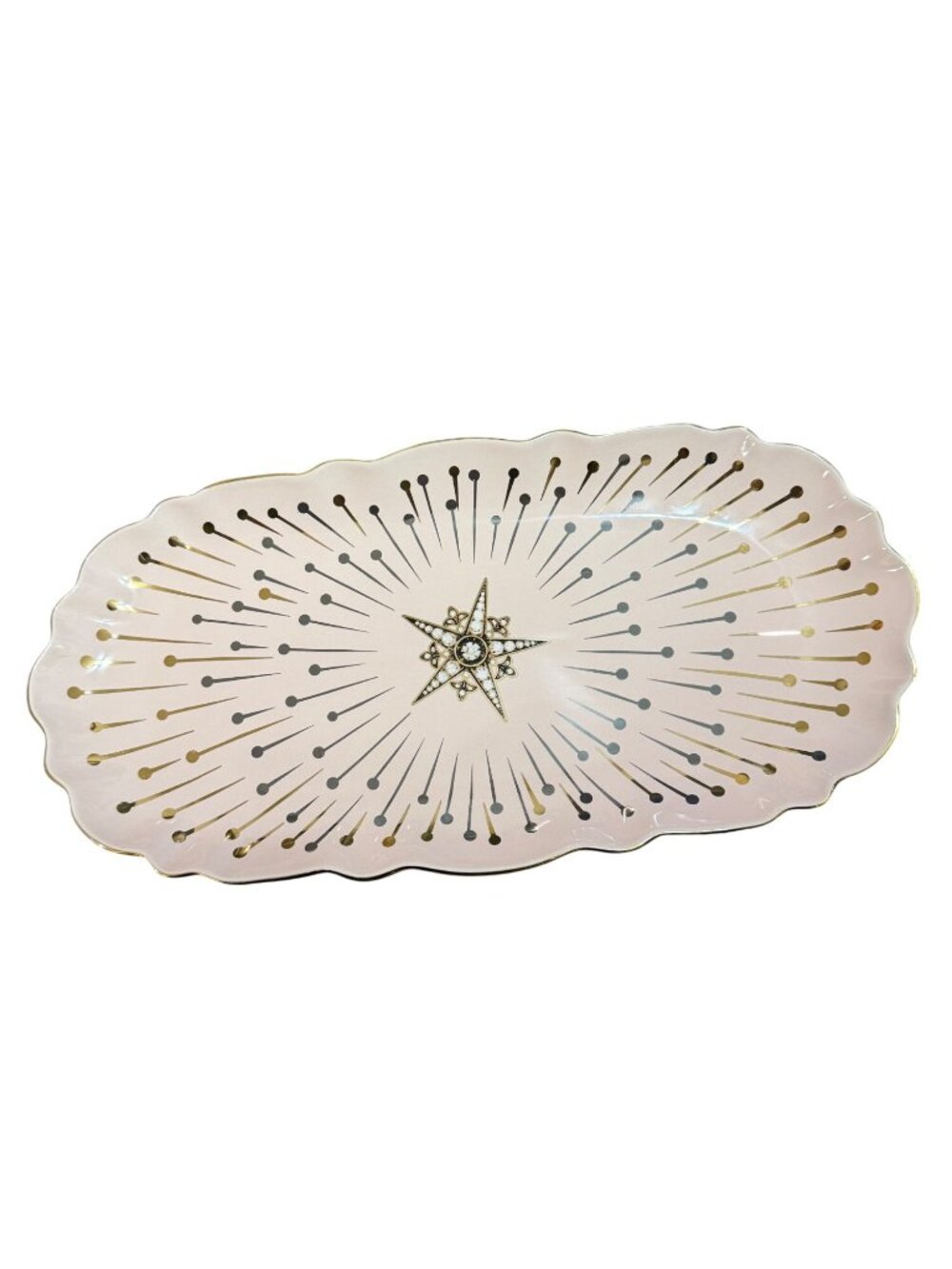 Catherine Martin Anthropologie Pink Blush Ceramic Scalloped Oval Serving Platter - Picture 5 of 5